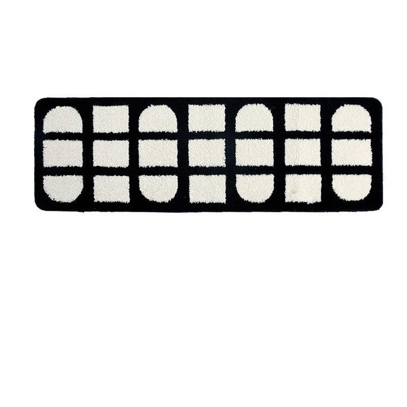 Black And White Plaid Bedroom Bedside Rug